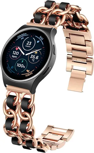 Miniatura 10 de Correa de metal compatible con Moto Watch 120, 0.78 pulgadas, 0.86 pulgadas, 0.86 pulgadas, correa de metal de liberación rápida con cuero