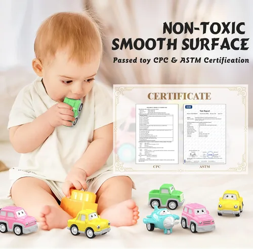 Miniatura 5 de LASCOTON - Juguetes para niñas de 1, 2 y 3 años, camión transportador 5 en 1 para niñas pequeñas, autos de juguete alimentados por fricción