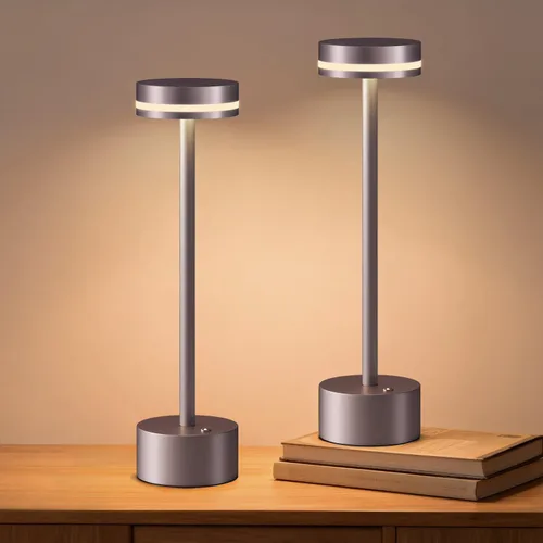 Miniatura 8 de Lámpara de mesa inalámbrica recargable dorada moderna, lámpara táctil de aluminio y batería operada de 4000mAh, lámparas de mesa LED de 3000K