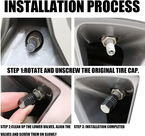 Miniatura 3 de Osilly Tapones de válvula de vástago de neumático de automóvil, 4 piezas de cubiertas de vástago de válvula de aleación de aluminio, resistentes a