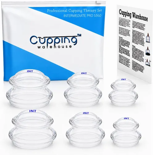 Cupping Warehouse Supreme 6 Intermediate Pro 5560 Juego de ventosas de silicona – Kit de terapia de masaje de 6 tazas para principiantes – Grado