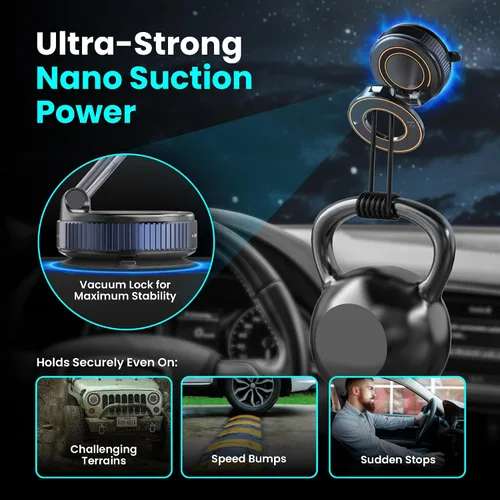 Miniatura 3 de Soporte Magnético de Sujeción al Vacío para Teléfono en el Coche – Montura de Succión Fuerte Ajustable de 360°, Montura Compatible con MagSafe