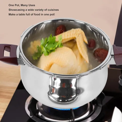 Miniatura 3 de Olla a presión de acero inoxidable mejorada 2024, mini ollas a presión de 80 KPA para estufas de inducción, gas y eléctricas, con mango ergonómico
