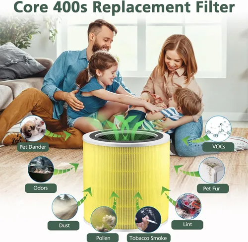 Miniatura 3 de Filtro de repuesto Core 400S para LEVOIT Core 400S Smart WiFi Air Purifie-r, Core 400S-RF-PA (LRF-C401-YUS), prefiltro de carbón activado H13 True
