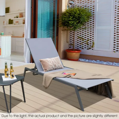 Miniatura 2 de COSTWAY Sillón reclinable para patio, con respaldo ajustable de 6 posiciones, para jardín y piscina