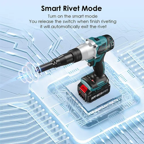 Miniatura 3 de Herramienta inalámbrica 2 en 1 para remache/tuerca remachadora eléctrica para tuercas (10/24 pulgadas, 1/4 pulgadas, 5/16 pulgadas, 3/8 pulgadas)