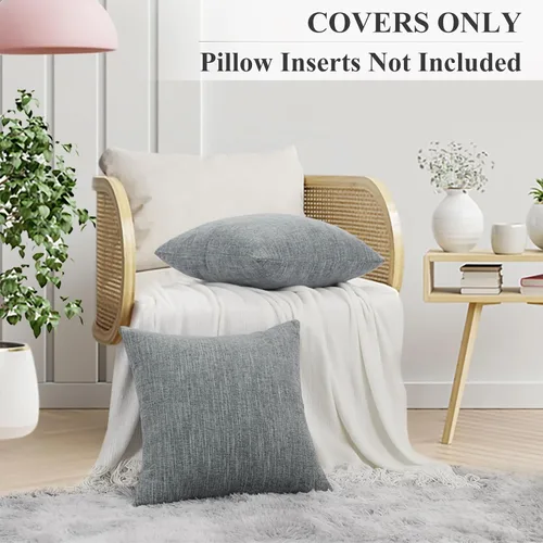 Miniatura 4 de decorUhome Juego de 2 fundas de almohada decorativas de felpilla otoñal de 16 x 16 pulgadas, fundas de almohada cuadradas neutras con textura