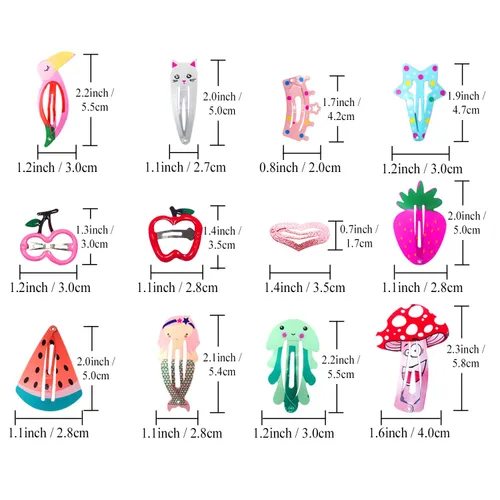 Miniatura 3 de Funtopia - Pinzas para el cabello para niñas, 80 unidades, diseño de frutas, diseño de dibujos animados, horquillas para niños, adolescentes