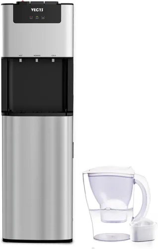 VECYS - Dispensador de agua con carga en parte inferior de 3 y 5 galones, enfriador de agua fría, caliente y a temperatura ambiente con cierre de