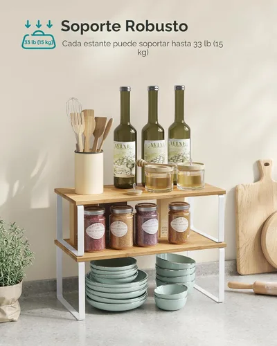 Miniatura 5 de SONGMICS Estante organizador de gabinete, juego de 4 estantes de encimera de cocina, almacenamiento de cocina, estante de especias, apilable