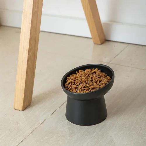 Miniatura 5 de Pequeños cuencos elevados de cerámica para gatos, cuencos elevados inclinados para alimentos o agua, sin estrés, prevención de reflujo, aptos