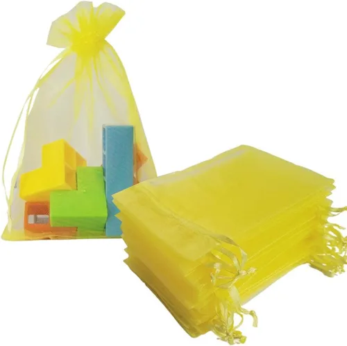 Miniatura 21 de Paquetes de 50 bolsas de organza de regalo de 4 x 6 pulgadas, cordón negro a granel para baby shower, Navidad, cumpleaños de profesores, recuerdos