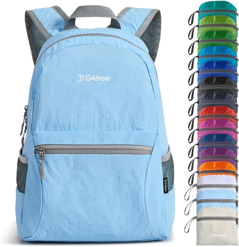 Miniatura 25 de G4Free Mochila ligera plegable de 20L, mochila de senderismo para viajes, mochila de día plegable para hombres y mujeres Naranja