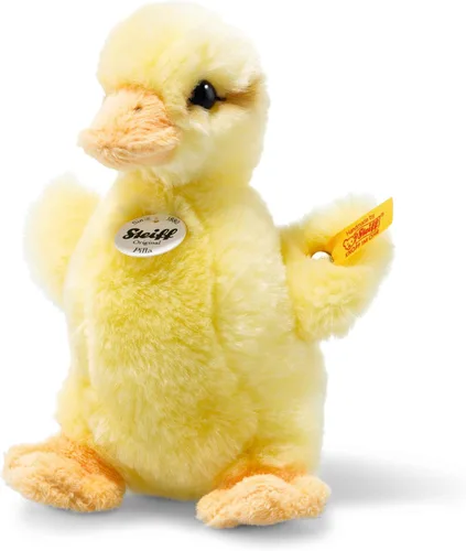 Steiff Juguete de peluche de patito amarillo de EE. UU., 5.5 x 5.1 x 3.5 pulgadas, juguete de pato de peluche, detalles aerógrafos (73335)