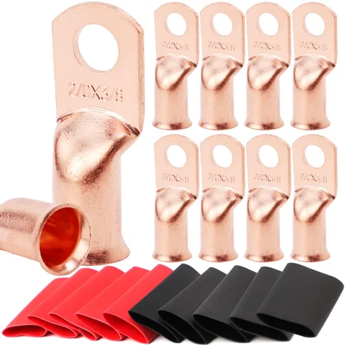 Miniatura 37 de TKDMR - Kit de 264 piezas de extremos de cable de batería, 132 piezas de terminales de anillo de lengüetas de cable de cobre resistentes AWG 8 6 4 2