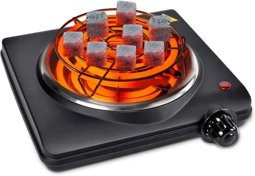 Miniatura 7 de Quemador eléctrico de carbón de coco de 600 W ETL para barbacoa camping cocina Fast Heating Coal Burner Hot Plate, Detachable Handle, Stainless