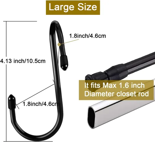 Miniatura 2 de HiGift Paquete de 8 ganchos negros para colgar bolsos para armario, con revestimiento de vinilo, ganchos negros para colgar bolsos, cinturones