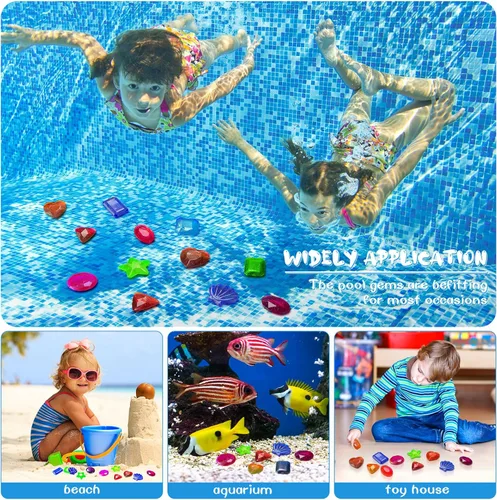 Miniatura 4 de Zhanmai 16 piezas de gemas de buceo juguetes de baño piscina hundimiento juguetes de buceo cristales verano diamante submarino para niños piedras