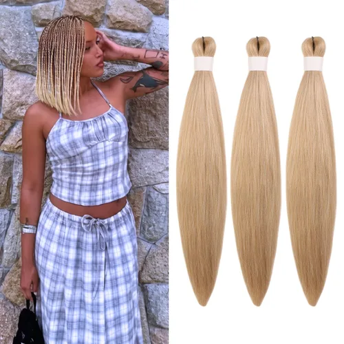 Miniatura 54 de Cabello trenzado verde azulado preestirado, hipoalergénico, sintético, color azul aguamarina, para trenzas y giros, extensiones de cabello largo