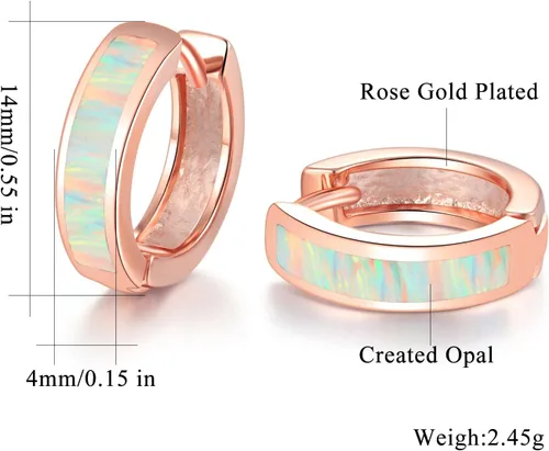Miniatura 20 de CiNily Aretes Huggie de ópalo con bisagras, chapados en oro, hipoalergénicos, pequeños aretes de aro para mujeres, adolescentes, niñas, hombres