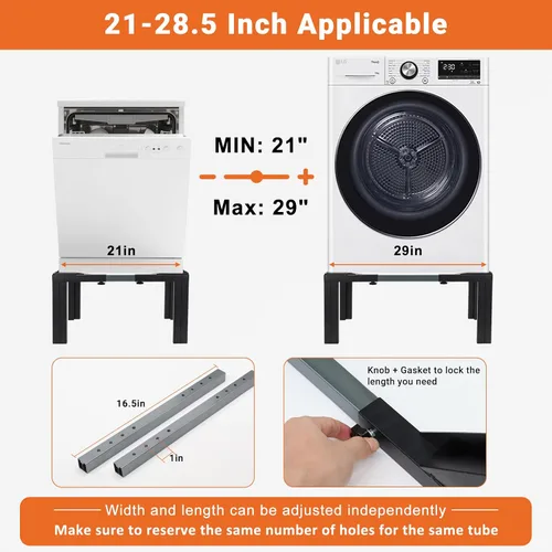 Miniatura 4 de Nefish Pedestal de acero para lavandería de altura de 12 pulgadas, resistente, 1200 libras, soporte para lavadora, base ajustable para refrigerador