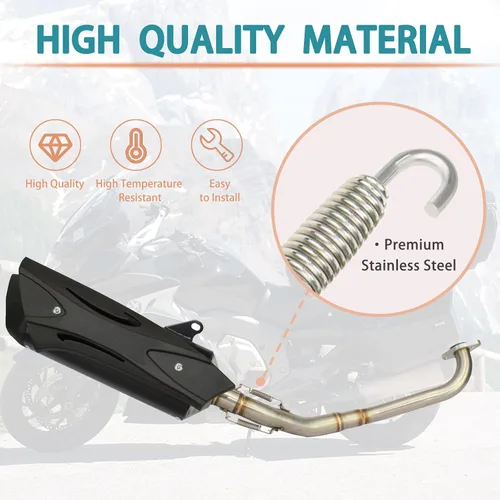 Miniatura 2 de Muelles de motocicleta: Muelles de tubo de silenciador de acero inoxidable con ganchos, 2.283 in para motocicleta, scooter, motos de nieve, ATV