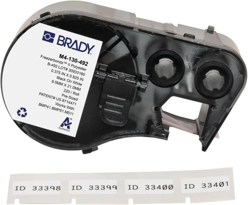Miniatura 23 de Brady Auténticas etiquetas envolventes de vinilo autolaminables (M4-91-427) de 1.5 pulgadas de alto x 1 pulgada de ancho, negro sobre blanco