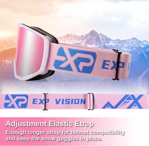 Miniatura 5 de EXP VISION Gafas de esquí/snowboard para hombres y mujeres, gafas de nieve OTG antiniebla con protección UV Marco Púrpura Púrpura