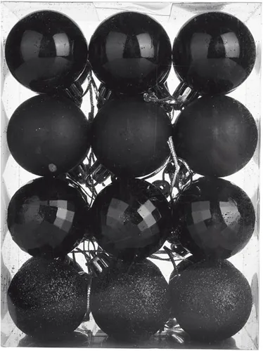 Esferas colgantes para árbol de Navidad, 24 adornos irrompibles, plástico de 1.6 pulgadas, irrompible, Navidad, boda, fiesta, vacaciones, Negro