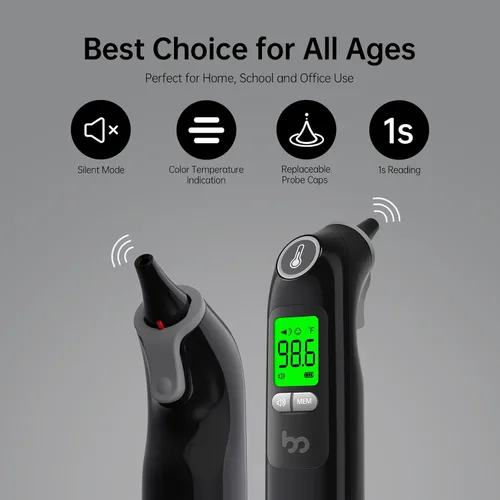 Miniatura 5 de Termómetro de oído de la familia femometer, termómetro de oído altamente preciso para niños, adultos y bebés, 30 recordatorios de memoria, resultado