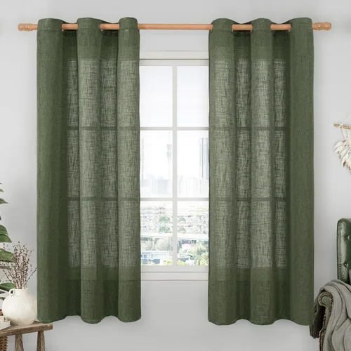 Miniatura 167 de LAMIT Cortinas de lino sintético para dormitorio, paneles filtrantes de luz, cortinas de lino con protección de privacidad con ojales para ventanas