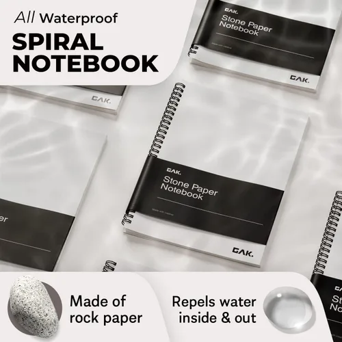 Miniatura 2 de GAK. Cuaderno de papel de piedra impermeable en espiral (tamaño M) – 5.8 x 8.3 pulgadas, 50 hojas, cuaderno de papel de piedra, cuaderno de notas