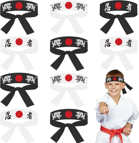 ZOIIWA 24 diademas japonesas de karate japonés para sushi chef, bandana para karate, deportes, cocina, suministros para fiestas de cumpleaños