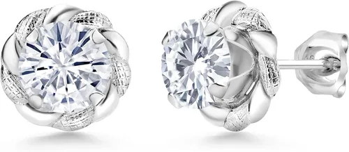 Miniatura 362 de Gem Stone King Aretes de plata de ley 925 de 0.236 in con piedra natal redonda para mujer