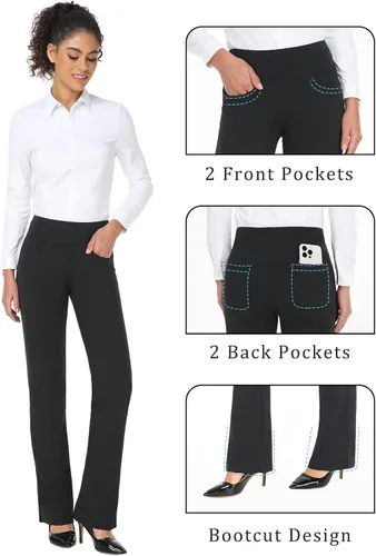 Miniatura 14 de Safort Pantalones de yoga con entrepierna de 28" 30" 32" 34"más amplios en la parte inferior para botas altas, 4 bolsillos, UPF50+