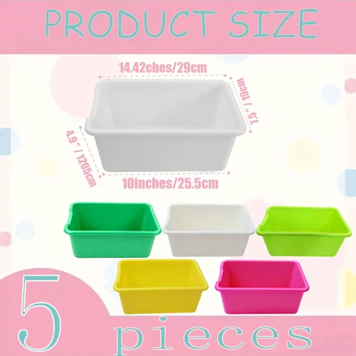 Miniatura 2 de Paquete de 5 cubos de plástico, apilables con etiqueta adhesiva, organizador de libros de juguetes, para aula, biblioteca, sala