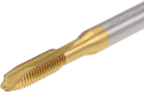 Miniatura 5 de uxcell Tapón de punta en espiral rosca M3.5 x 0.6, rosca H2 3 flautas, acero de alta velocidad HSS 6542, revestimiento de titanio, roscas métricas