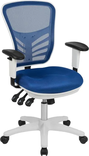Miniatura 14 de Flash Furniture Nicholas Silla Giratoria de Respaldo Medio para Oficina y Juegos, Silla de Oficina Ergonómica de Malla con Soporte Lumbar y Altura