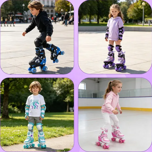 Miniatura 7 de Patines ajustables para niños y niñas, con todas las ruedas iluminadas de 5 a 8 años y 8 a 12 años, para principiantes en deportes al aire libre e