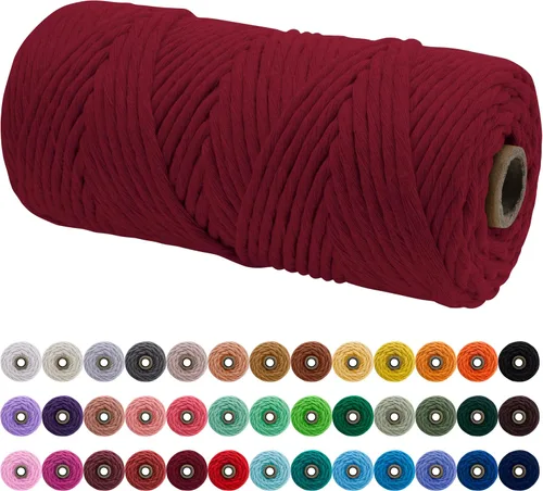 Miniatura 159 de JeogYong Cordón de macramé de un solo hilo 2mm x 164 yardas (492 pies) Cuerda de algodón suave, hilo de macramé 2 mm, suministros de macramé