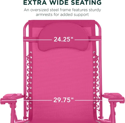 Miniatura 3 de Best Choice Products Silla reclinable de patio al aire libre de gran tamaño con gravedad cero, plegable, con portavasos y bandeja de accesorios