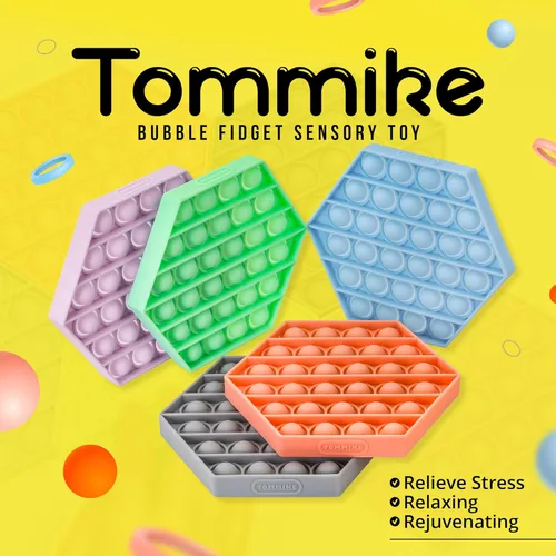 Miniatura 2 de TOMMIKE Juguete hexagonal de burbujas sensoriales para aliviar la ansiedad y el estrés, necesidades especiales, autismo, aprendizaje, oficina
