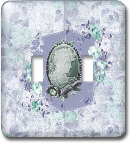Miniatura 2 de 3dRose Lsp_272639_2 - Cameo de flores con aspecto de joya y lazo, interruptor de lavanda, multicolor