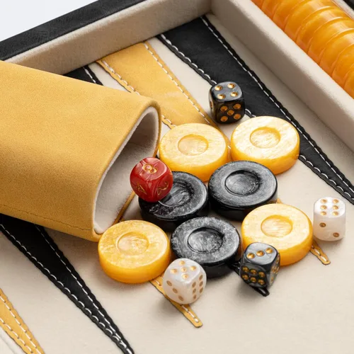 Miniatura 3 de Juegos de backgammon de 15 pulgadas para adultos, tablero clásico de backgammon con dados de damas únicos, exterior de piel sintética e