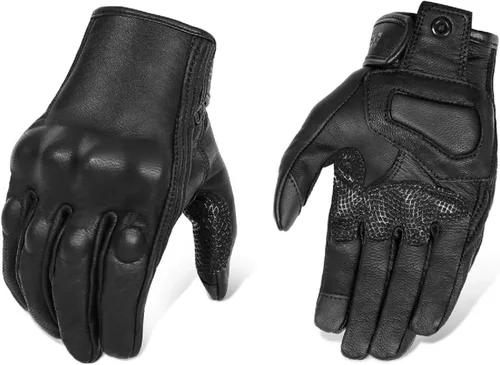 Miniatura 8 de Guantes de motocicleta de piel de cabra de dedo completo con pantalla táctil, para hombre y mujer, sin perforaciones, tallas S, M, L, XL y XXL
