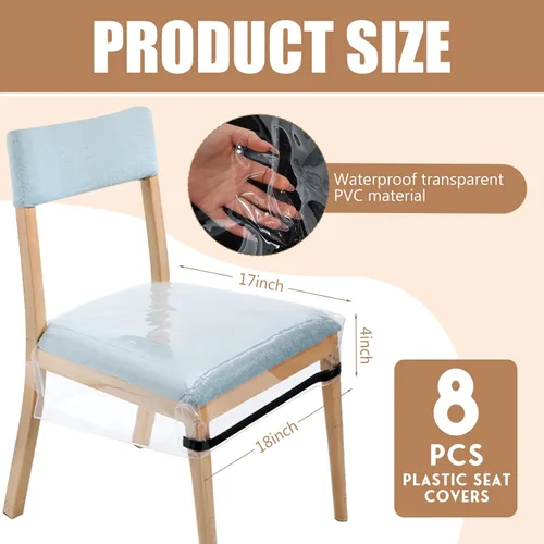 Miniatura 2 de Kigley 8 fundas de plástico para sillas de comedor, fundas de asiento de plástico transparente, resistentes a manchas de agua, gatitos, resistentes