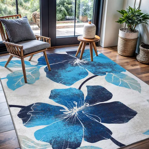 Miniatura 17 de CAMILSON Solana - Alfombra moderna con diseño floral de 2 x 3 pies, antideslizante y parte trasera de goma, negro - flores grises, alfombra