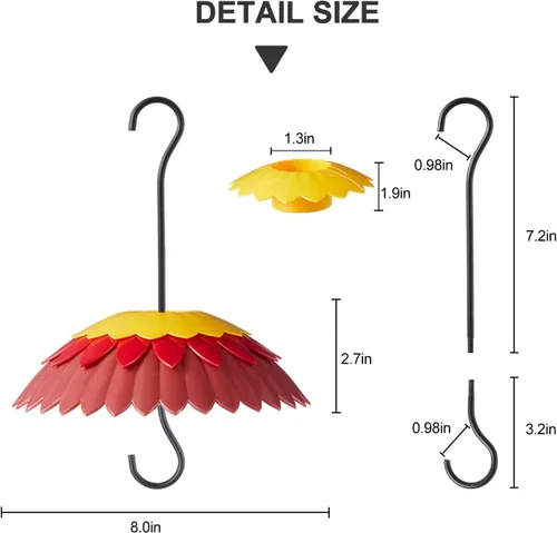 Miniatura 4 de Cubierta protectora para comedero de pájaros, cúpula skaithee de 8 pulgadas, deflector de comedero de pájaros para exteriores con gancho de pastor