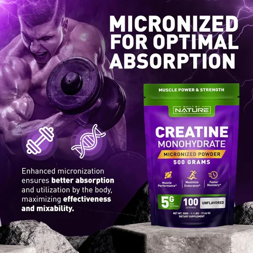 Miniatura 3 de Monohidrato de creatina en polvo, creatina micronizada para hombres y mujeres, suplemento de creatina monohidrato puro, fuerza muscular, rendimiento