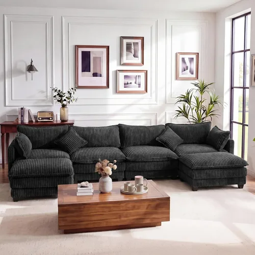 Miniatura 25 de Vesgantti Sofá de nube de 74 pulgadas para sala de estar, sofá modular de 2 plazas, sofá modular de pana de doble cojín, sofás pequeños de pana